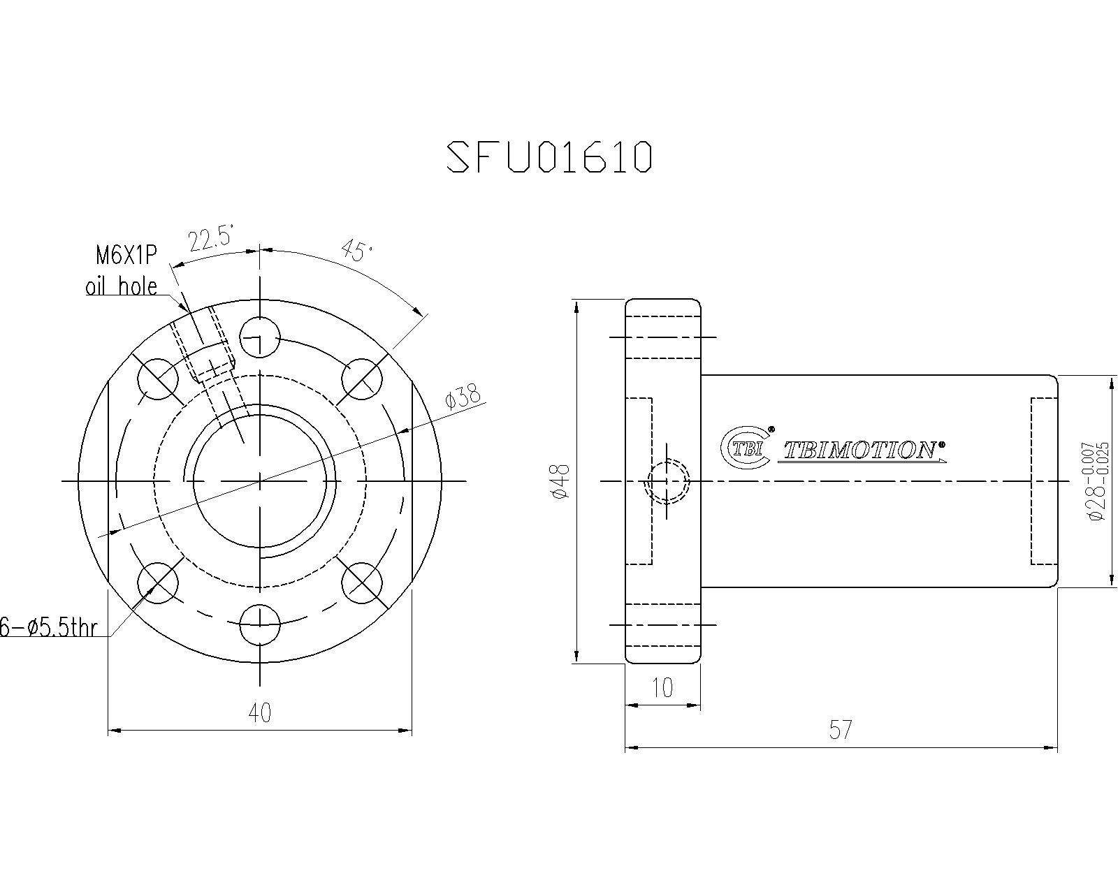 SFU1610-3滾珠絲桿螺母尺寸