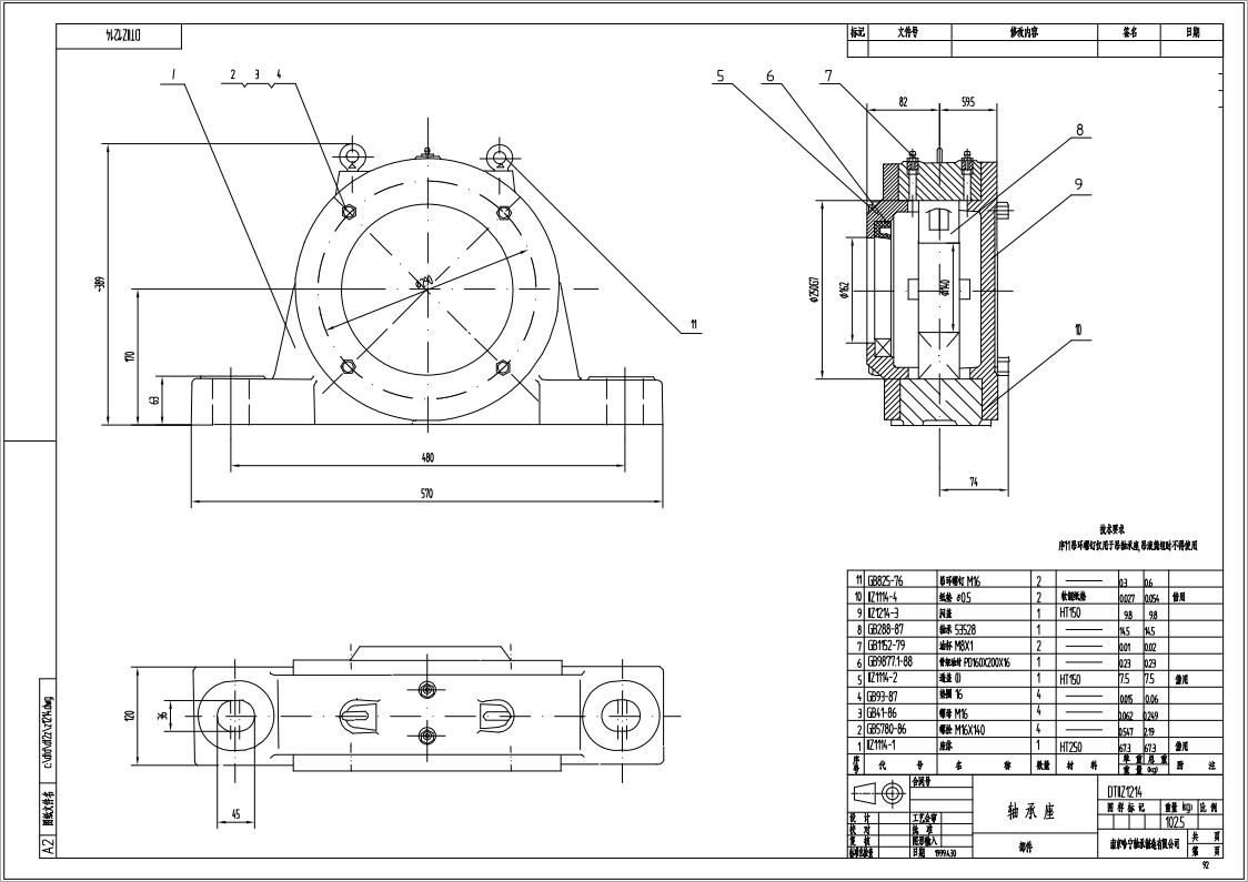 DTIIZ1214皮帶機專用軸承座悶蓋自由端適配軸承型號22228