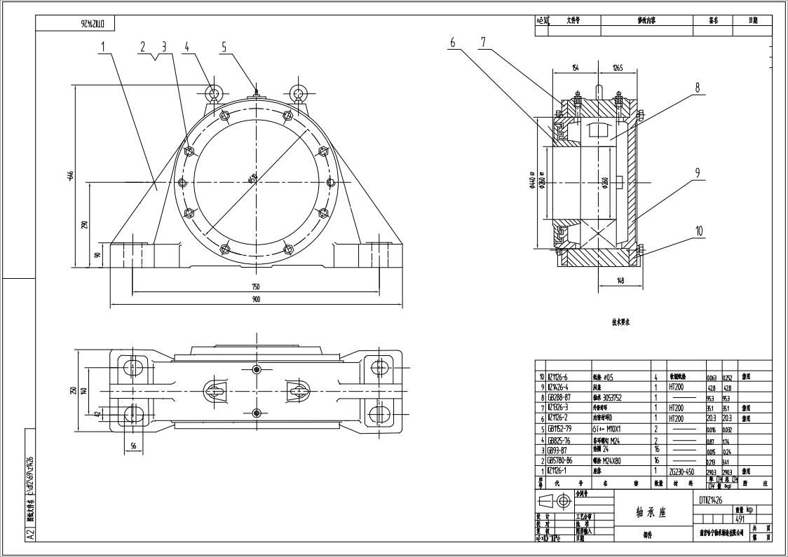 DTIIZ1426皮帶機專用軸承座通軸自由端適配軸承型號22252